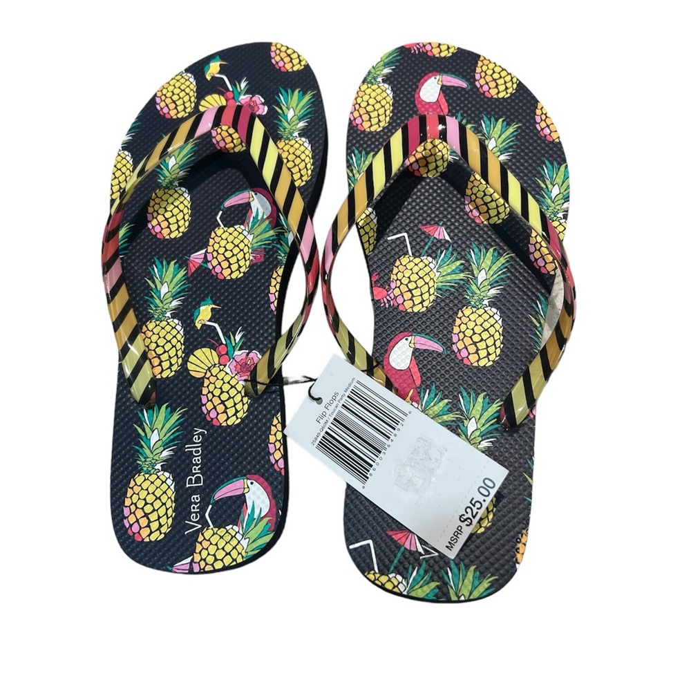 Vera Bradley Flip Flops in Navy Toucan Party Size M(7/8)